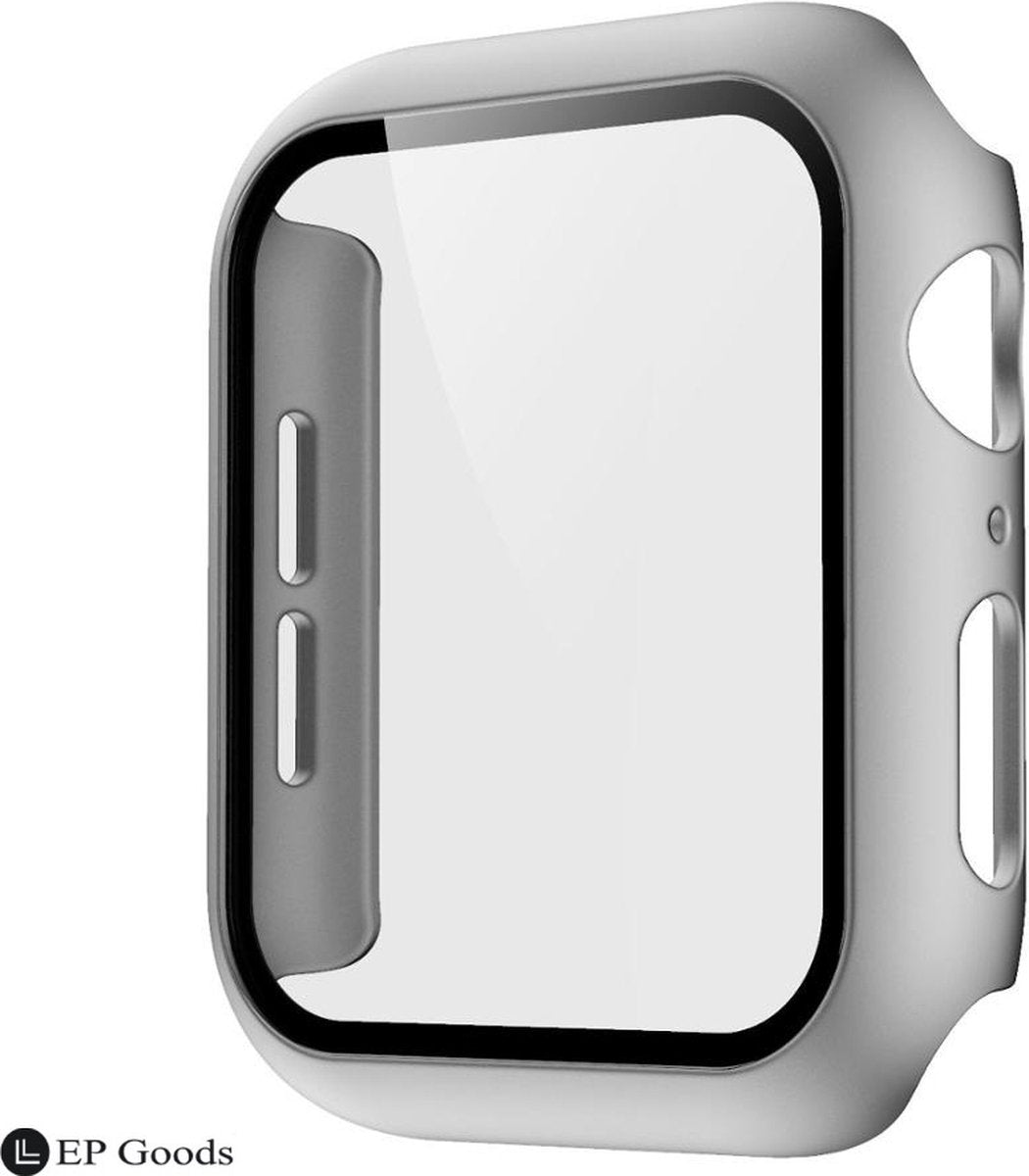 EP Goods - Full Cover Tempered Glass Screen Protector Cover/Hoesje Voor Apple Watch Series 1/2/3 38mm - Hard - Protection - Zilver