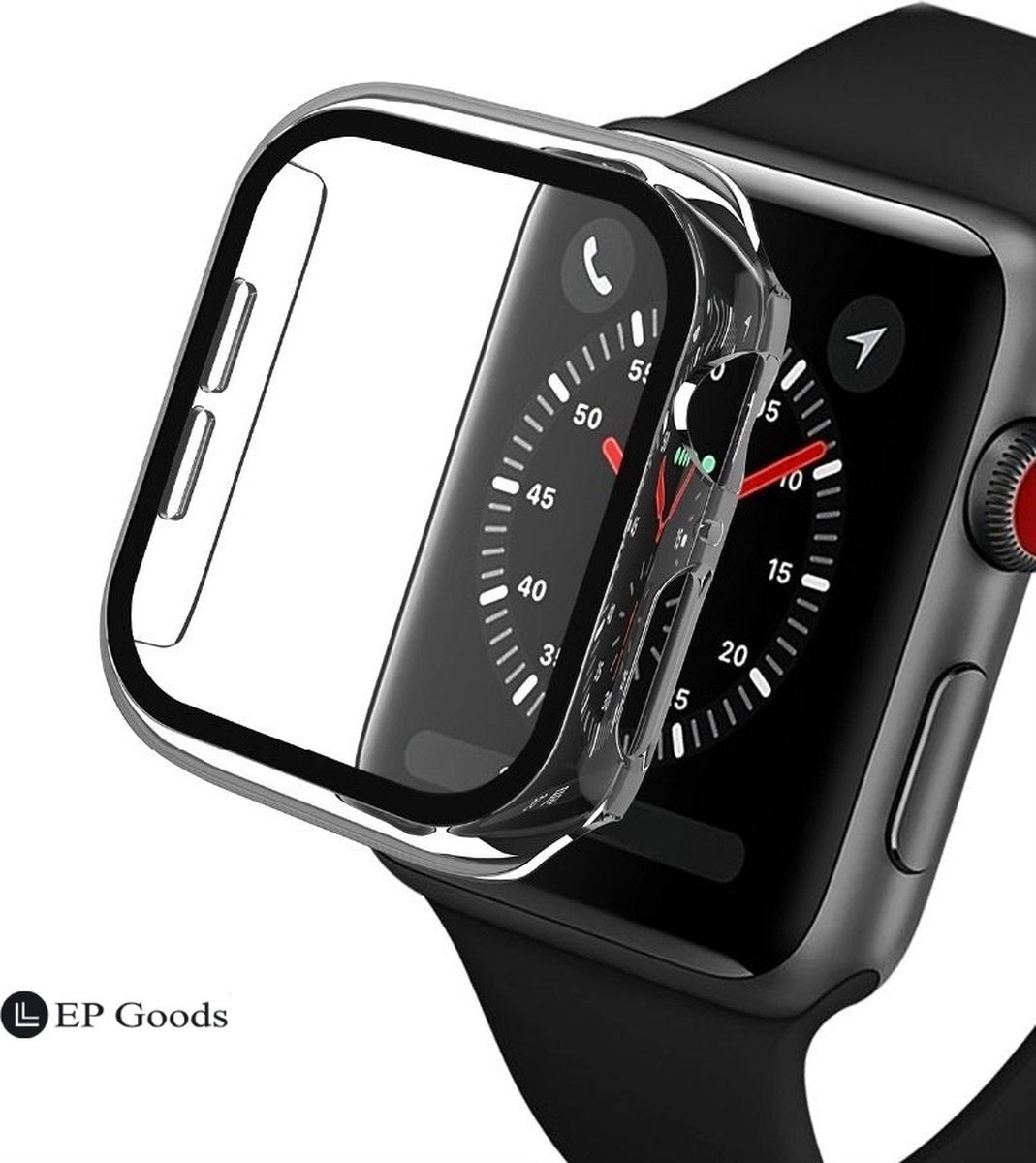 EP Goods - Full Cover Tempered Glass Screen Protector Cover/Hoesje Voor Apple Watch Series 4/5/6/SE 44mm - Hard - Protection - Transparant