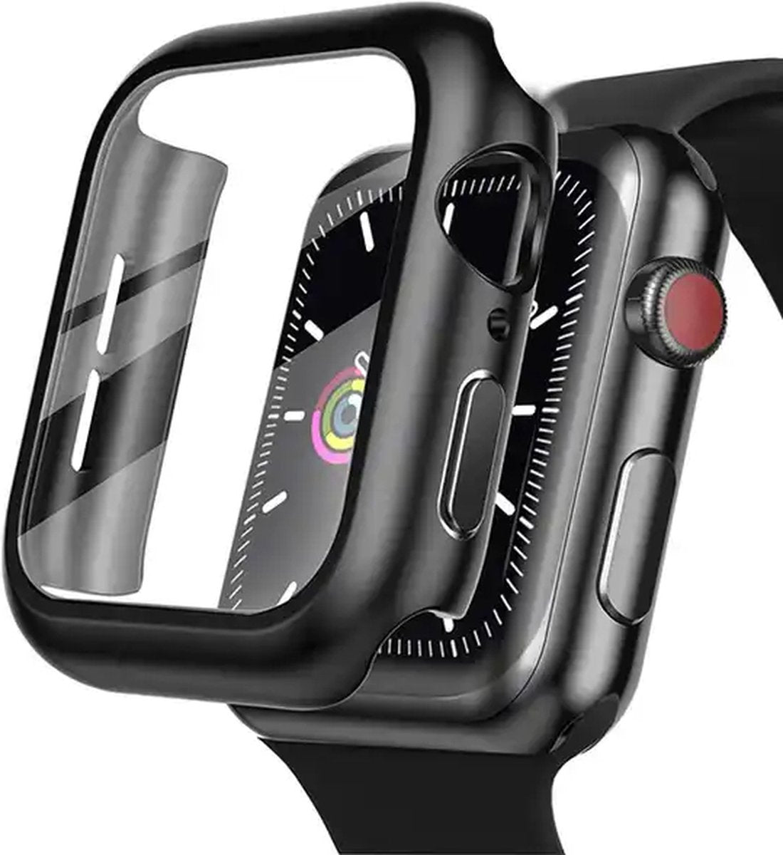 EP Goods - Full Cover Tempered Glass Screen Protector Cover/Hoesje Voor Apple Watch Series 1/2/3 38mm - Hard - Protection - Zwart