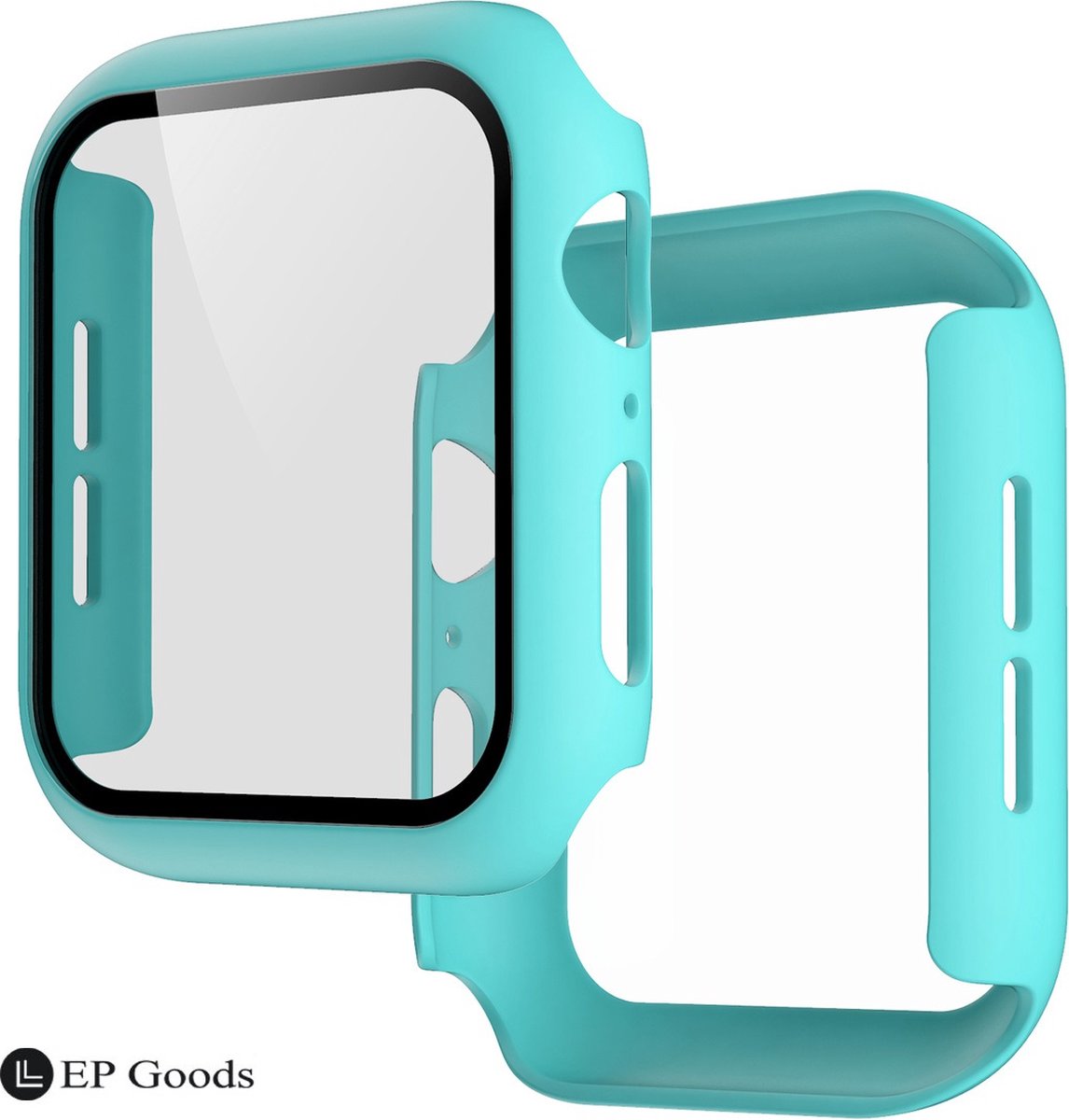 EP Goods - Full Cover Tempered Glass Screen Protector Cover/Hoesje Voor Apple Watch Series 1/2/3 38mm - Hard - Protection - Lichtblauw