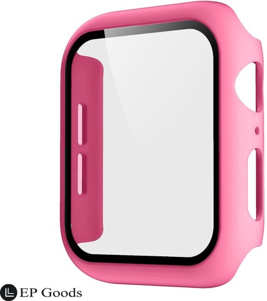 EP Goods - Full Cover Tempered Glass Screen Protector Cover/Hoesje Voor Apple Watch Series 4/5/6/SE 40mm - Hard - Protection - Roze