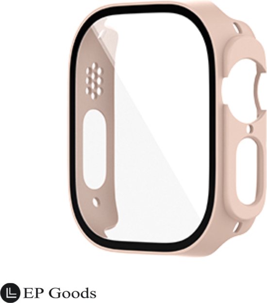 EP Goods - Full Cover Tempered Glass Screen Protector Cover/Hoesje Voor Apple Watch Ultra en Ultra 2 - 49mm - Hard - Protection - Beige