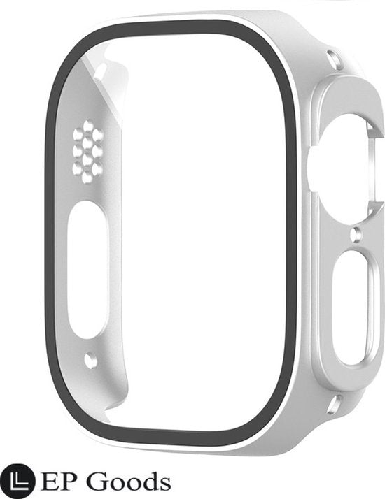 EP Goods - Full Cover Tempered Glass Screen Protector Cover/Hoesje Voor Apple Watch Ultra en Ultra 2 - 49mm - Hard - Protection - Wit