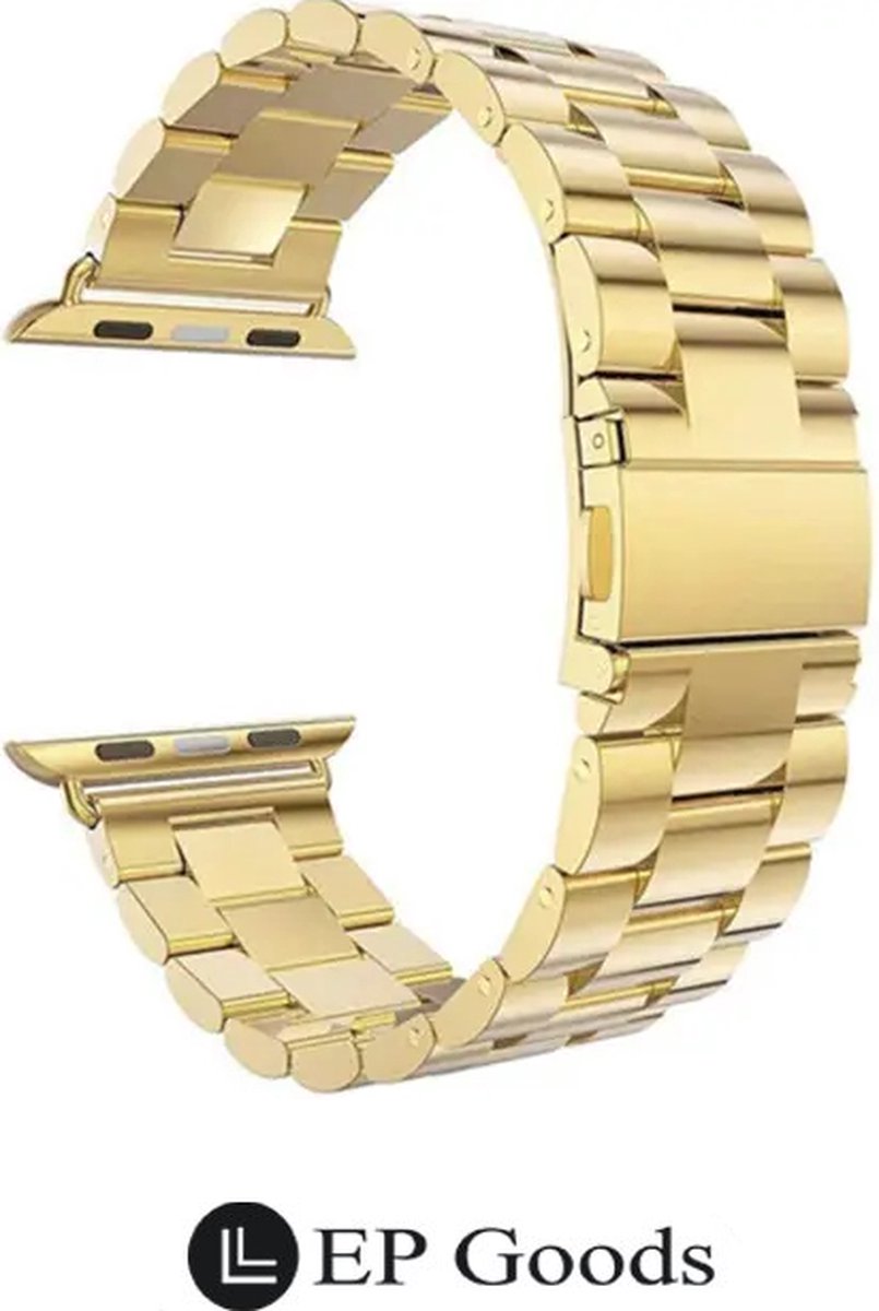 EP Goods - Bandje Geschikt voor Apple Watch - 38/40/41mm - Roestvrij Staal - Met Schakel/Druksluiting - Goud