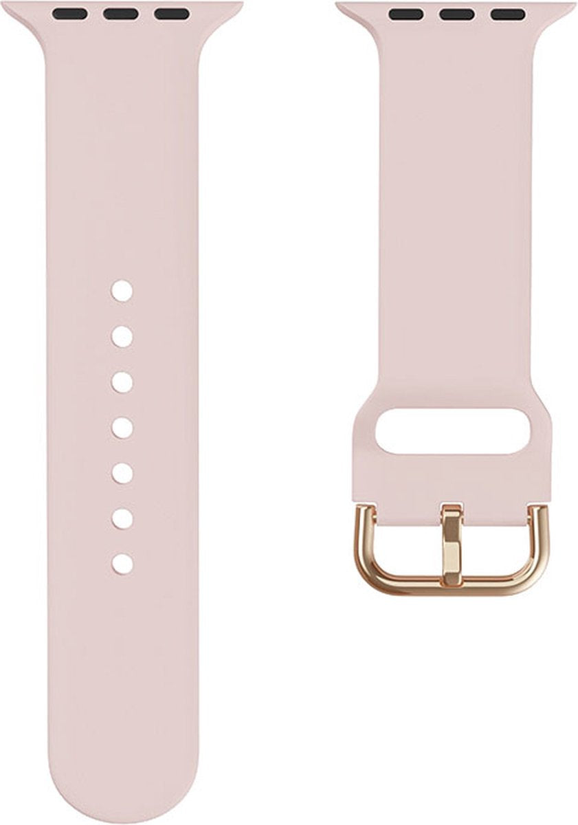 EP Goods - Bandje Geschikt voor Apple Watch - 42/44/45/49mm - Siliconen - Met Gesp Sluiting - Rosegoud