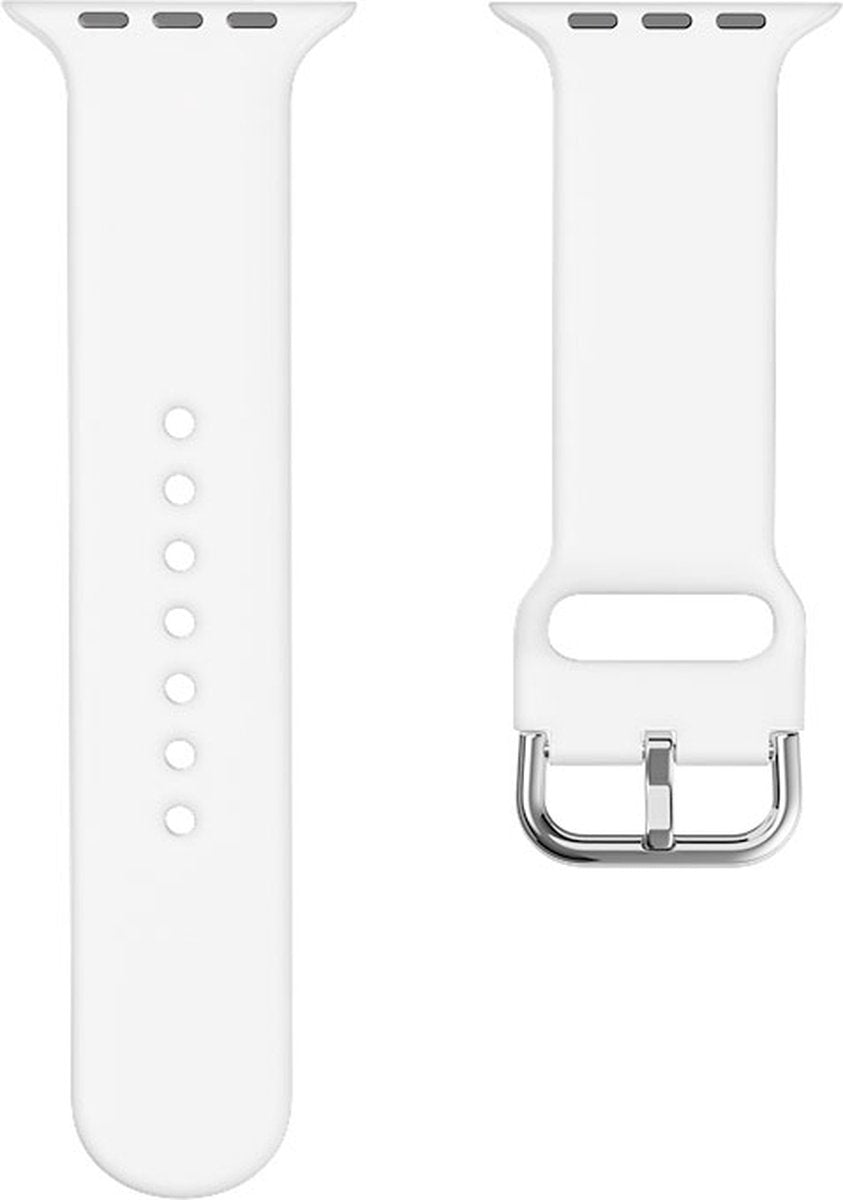 EP Goods - Bandje Geschikt voor Apple Watch - 42/44/45/49mm - Siliconen - Met Gesp Sluiting - Wit