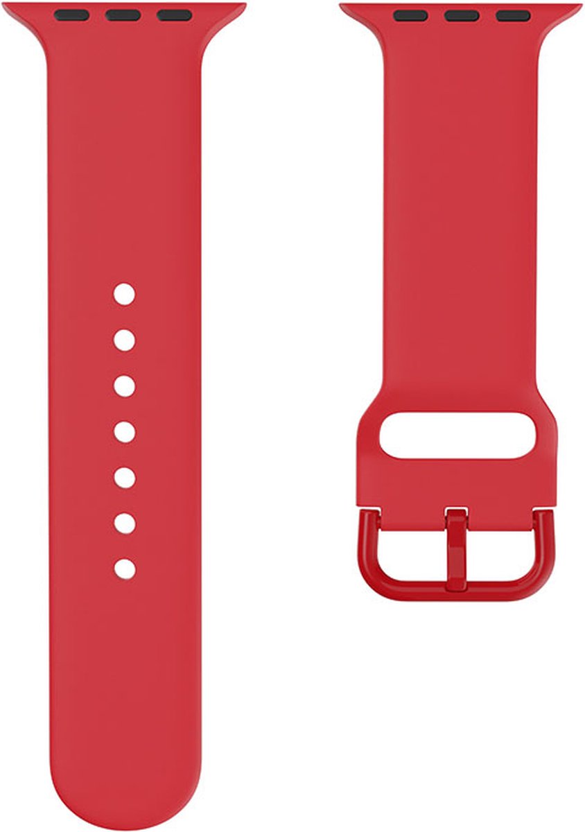 EP Goods - Bandje Geschikt voor Apple Watch - 42/44/45/49mm - Siliconen - Met Gesp Sluiting - Rood