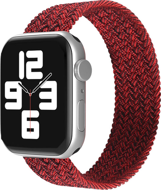 EP Goods - Bandje geschikt voor Apple Watch - 42/44/45/49mm - Nylon - Zonder aansluiting - Metallic Rood