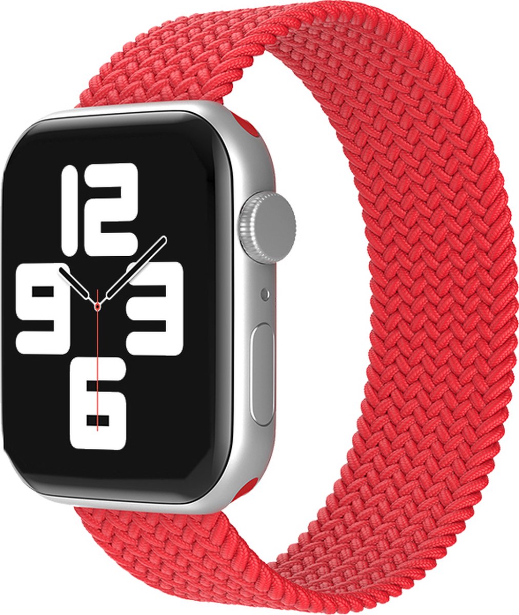 EP Goods - Bandje geschikt voor Apple Watch - 42/44/45/49mm - Nylon - Zonder aansluiting - Rood