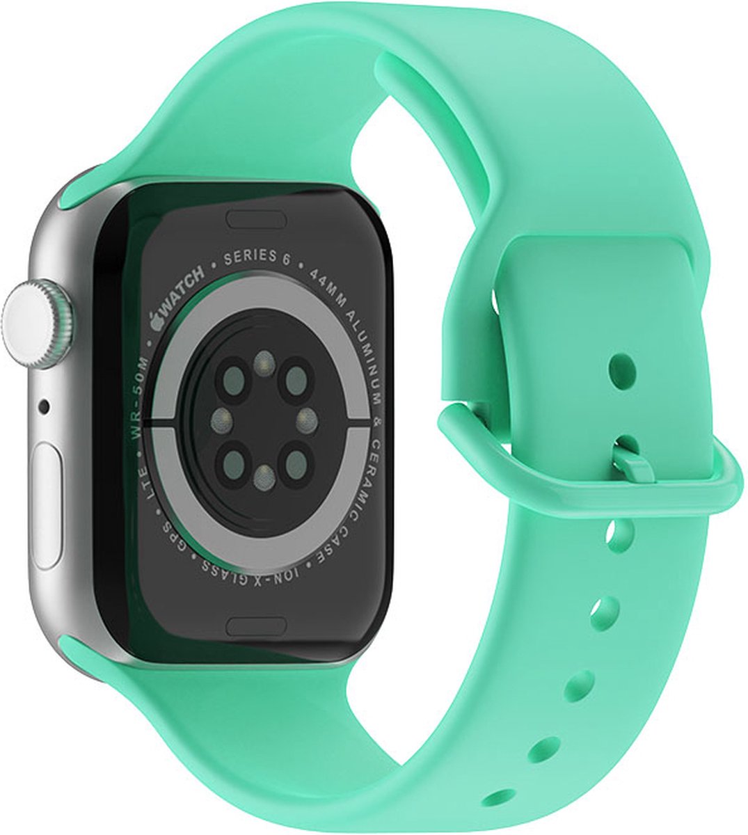 EP Goods - Bandje Geschikt voor Apple Watch - 38/40/41mm - Siliconen - Met Gesp Sluiting - Aquablauw/Turquoise
