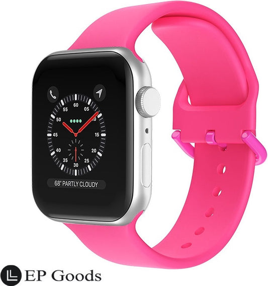 EP Goods - Bandje Geschikt voor Apple Watch - 42/44/45/49mm - Siliconen - Met Gesp Sluiting - Roze