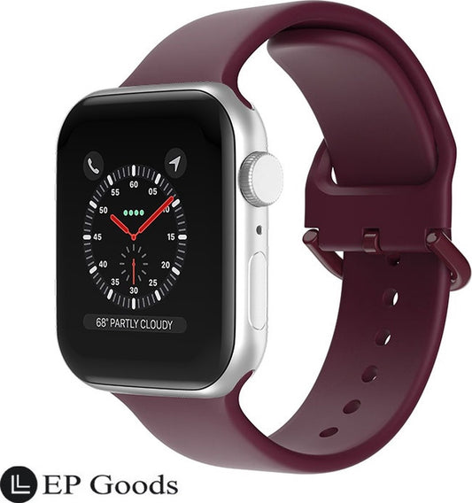 EP Goods - Bandje Geschikt voor Apple Watch - 38/40/41mm - Siliconen - Met Gesp Sluiting - Donkerrood