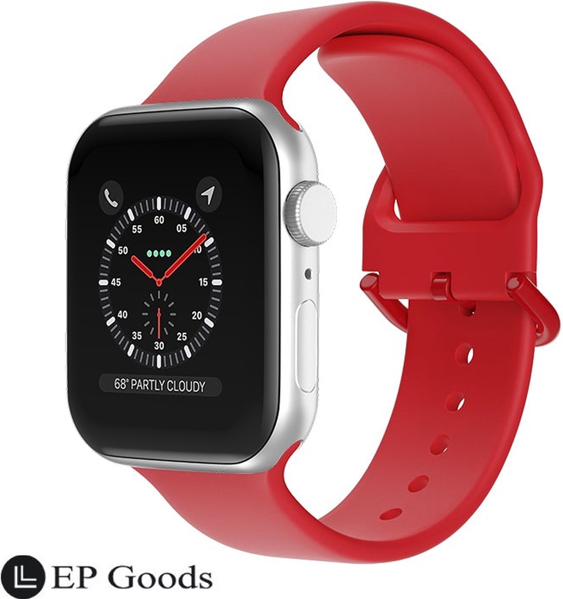 EP Goods - Bandje Geschikt voor Apple Watch - 38/40/41mm - Siliconen - Met Gesp Sluiting - Rood