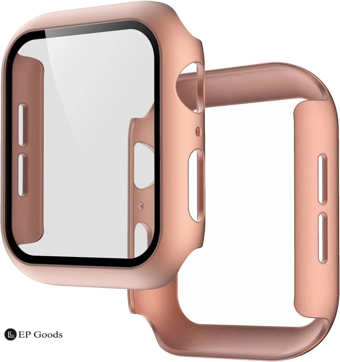EP Goods - Full Cover Tempered Glass Screen Protector Cover/Hoesje Voor Apple Watch Series 4/5/6/SE 40mm - Hard - Protection - Rosegoud