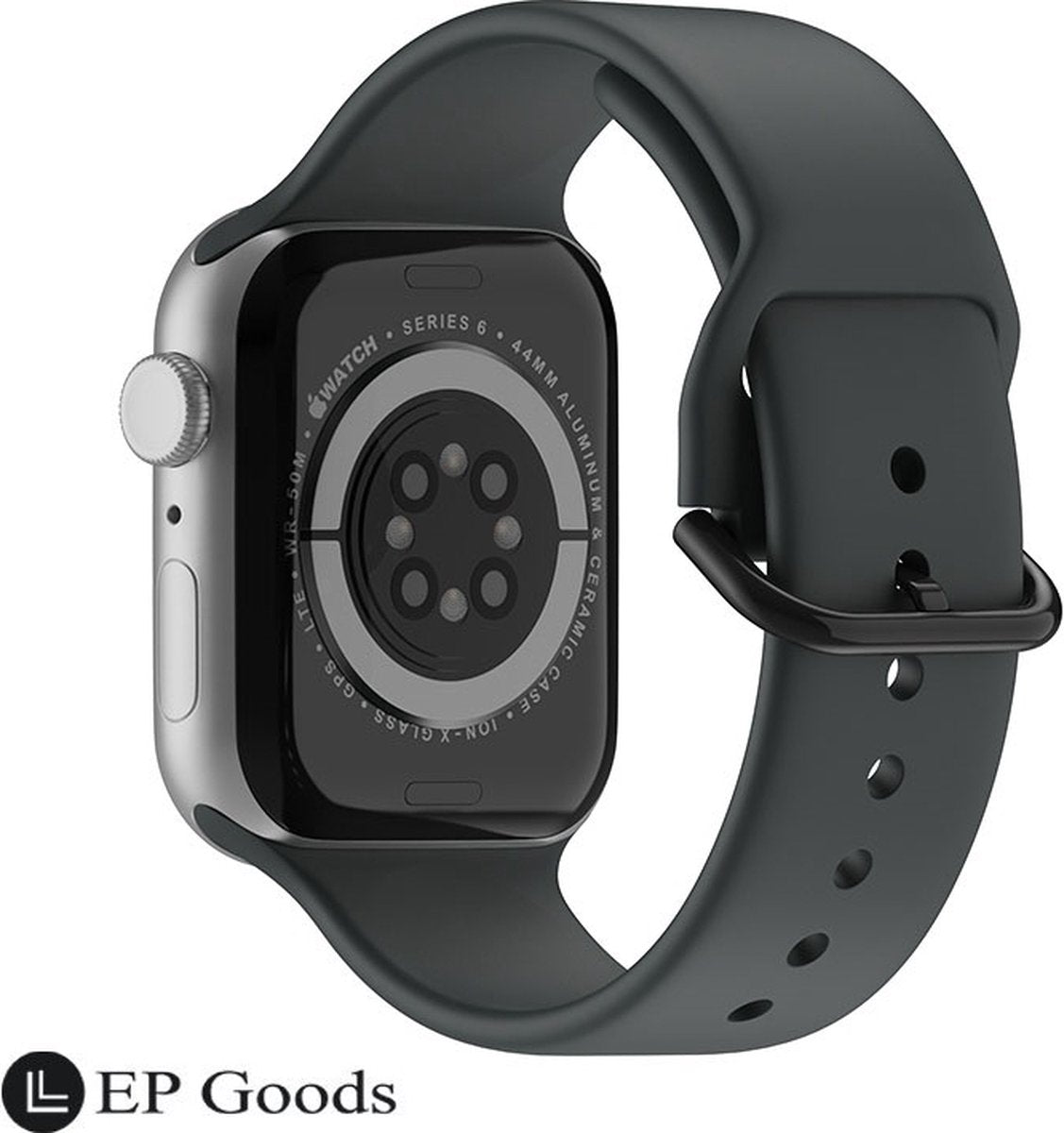EP Goods - Bandje Geschikt voor Apple Watch - 42/44/45/49mm - Siliconen - Met Gesp Sluiting - Donkergrijs