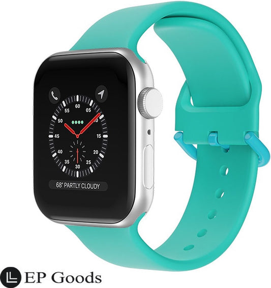 EP Goods - Bandje Geschikt voor Apple Watch - 38/40/41mm - Siliconen - Met Gesp Sluiting - Aquagroen