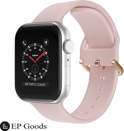 EP Goods - Bandje Geschikt voor Apple Watch - 42/44/45/49mm - Siliconen - Met Gesp Sluiting - Rosegoud