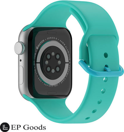 EP Goods - Bandje Geschikt voor Apple Watch - 42/44/45/49mm - Siliconen - Met Gesp Sluiting - Aquagroen