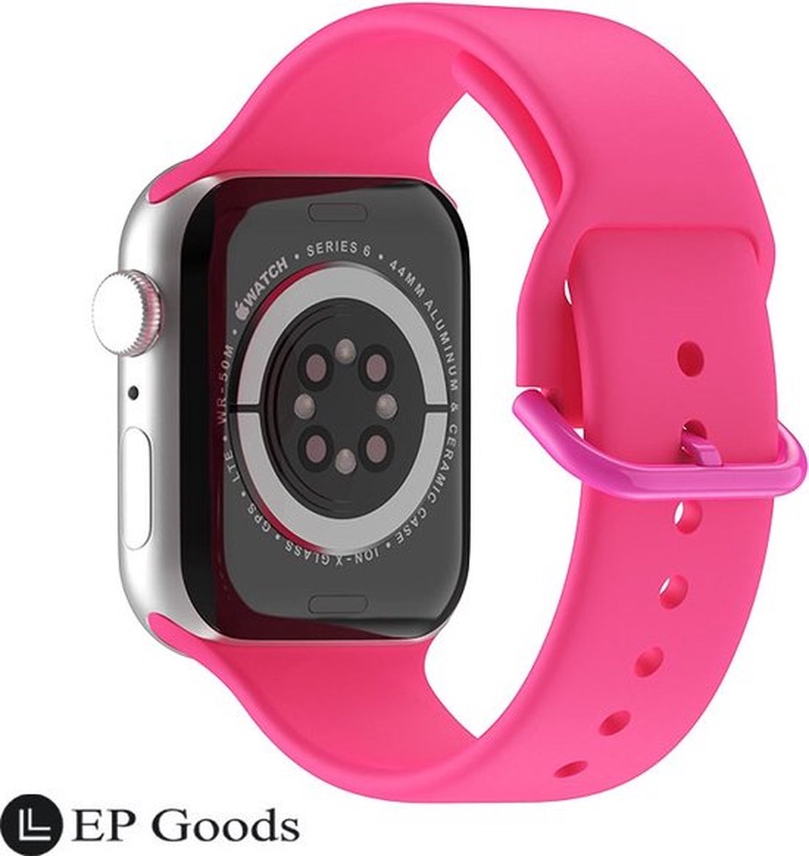 EP Goods - Bandje Geschikt voor Apple Watch - 42/44/45/49mm - Siliconen - Met Gesp Sluiting - Roze