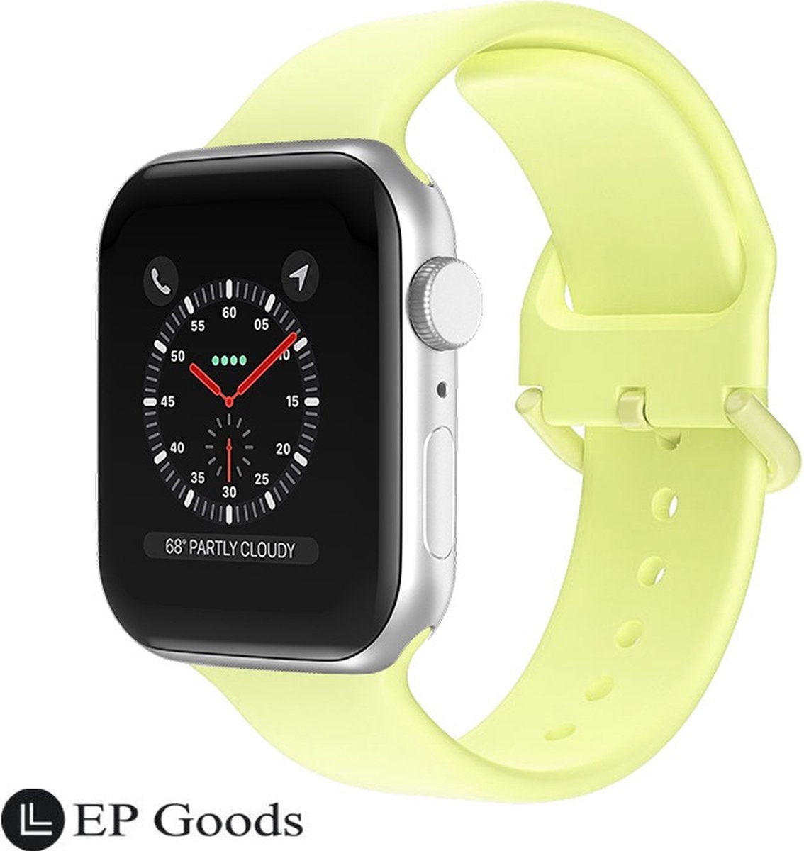 EP Goods - Bandje Geschikt voor Apple Watch - 42/44/45/49mm - Siliconen - Met Gesp Sluiting - Geel