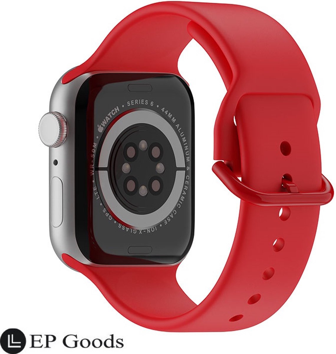 EP Goods - Bandje Geschikt voor Apple Watch - 38/40/41mm - Siliconen - Met Gesp Sluiting - Rood