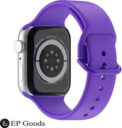 EP Goods - Bandje Geschikt voor Apple Watch - 42/44/45/49mm - Siliconen - Met Gesp Sluiting - Paars