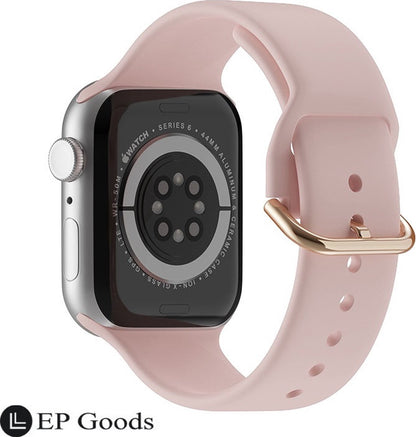 EP Goods - Bandje Geschikt voor Apple Watch - 42/44/45/49mm - Siliconen - Met Gesp Sluiting - Rosegoud