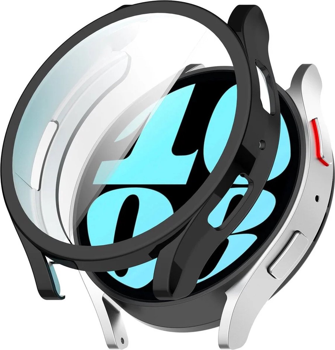 EP Goods - Full Cover Hard Screenprotector - Cover / Hoesje voor Samsung Galaxy Watch6 - 40mm - Zwart