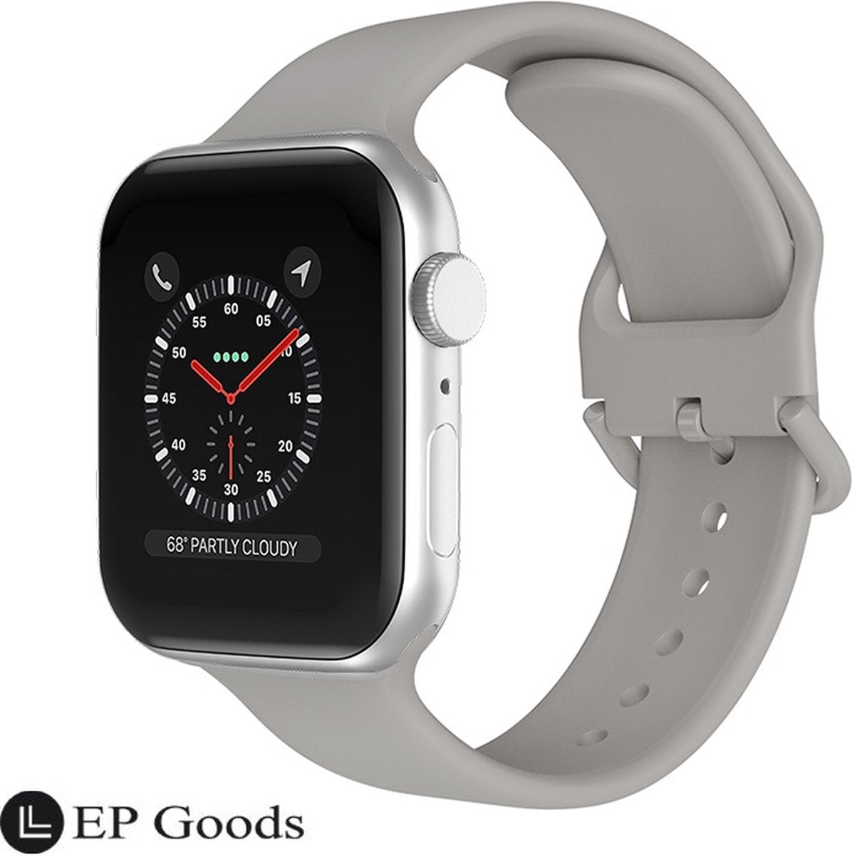 EP Goods - Bandje Geschikt voor Apple Watch - 42/44/45/49mm - Siliconen - Met Gesp Sluiting - Grijs