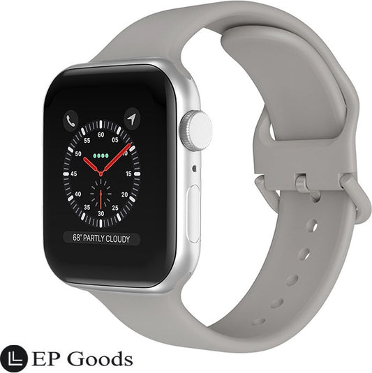 EP Goods - Bandje Geschikt voor Apple Watch - 42/44/45/49mm - Siliconen - Met Gesp Sluiting - Grijs