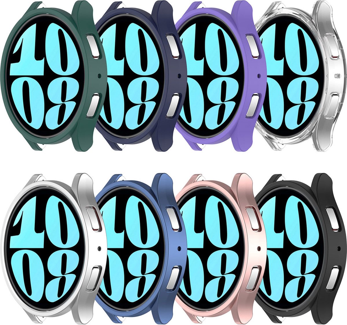 EP Goods - Full Cover Hard Screenprotector - Cover / Hoesje voor Samsung Galaxy Watch6 - 44mm - Donkerblauw