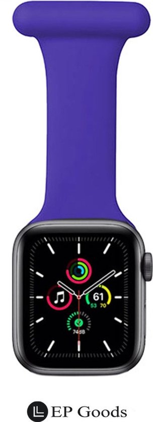 EP Goods - Verpleegkundige band - Zorg Horlogebandje - Hangende Band - Geschikt voor Apple Watch - 38/40/41mm - Siliconen - Paars