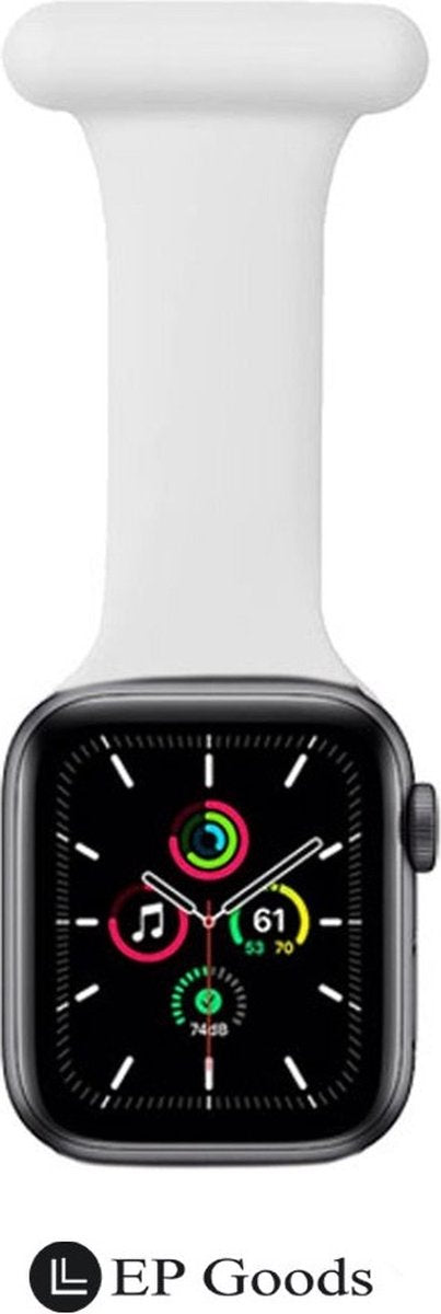 EP Goods - Verpleegkundige band - Zorg Horlogebandje - Hangende Band - Geschikt voor Apple Watch - 38/40/41mm - Siliconen - Wit