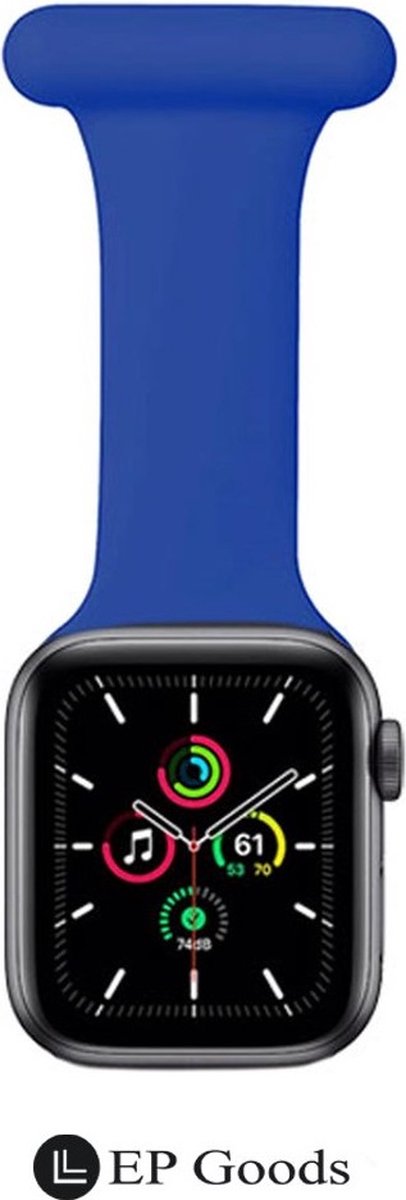 EP Goods - Verpleegkundige band - Zorg Horlogebandje - Hangende Band - Geschikt voor Apple Watch - 42/44/45/49mm - Siliconen - Donkerblauw