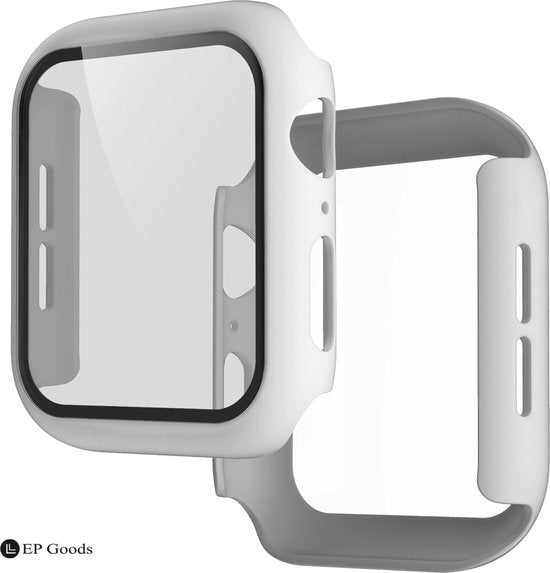 EP Goods - Full Cover Tempered Glass Screen Protector Cover/Hoesje Voor Apple Watch Series 4/5/6/SE 40mm - Hard - Protection - Wit