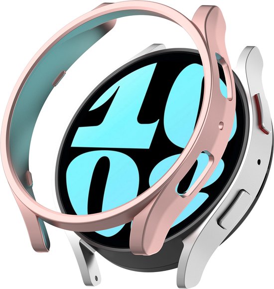 EP Goods - Full Cover Hard Screenprotector - Cover / Hoesje voor Samsung Galaxy Watch6 - 44mm - Rose Goud