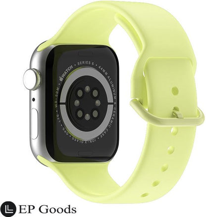 EP Goods - Bandje Geschikt voor Apple Watch - 42/44/45/49mm - Siliconen - Met Gesp Sluiting - Geel