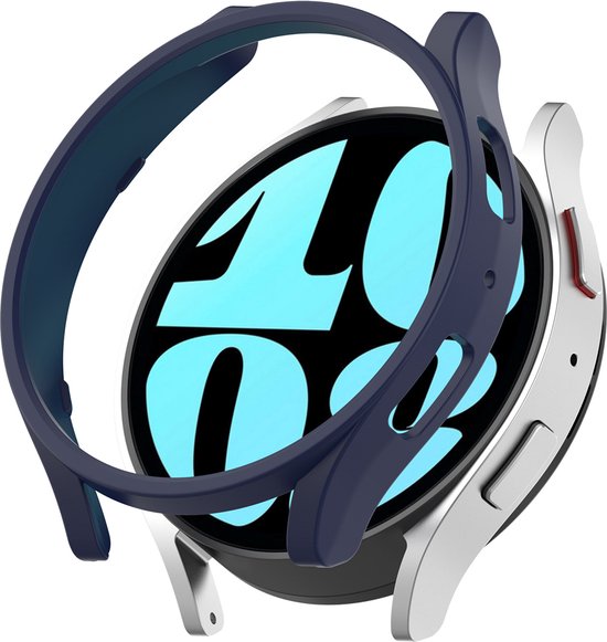 EP Goods - Full Cover Hard Screenprotector - Cover / Hoesje voor Samsung Galaxy Watch6 - 44mm - Donkerblauw