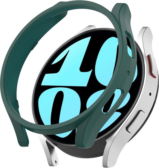 EP Goods - Full Cover Hard Screenprotector - Cover / Hoesje voor Samsung Galaxy Watch6 - 44mm - Donkergroen