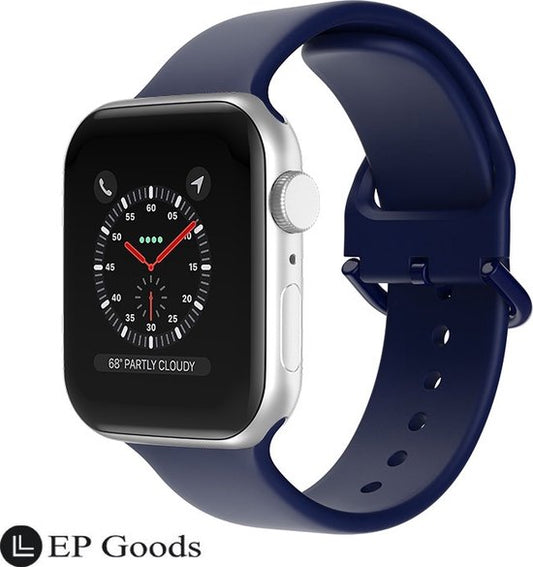 EP Goods - Bandje Geschikt voor Apple Watch - 38/40/41mm - Siliconen - Met Gesp Sluiting - Donkerblauw