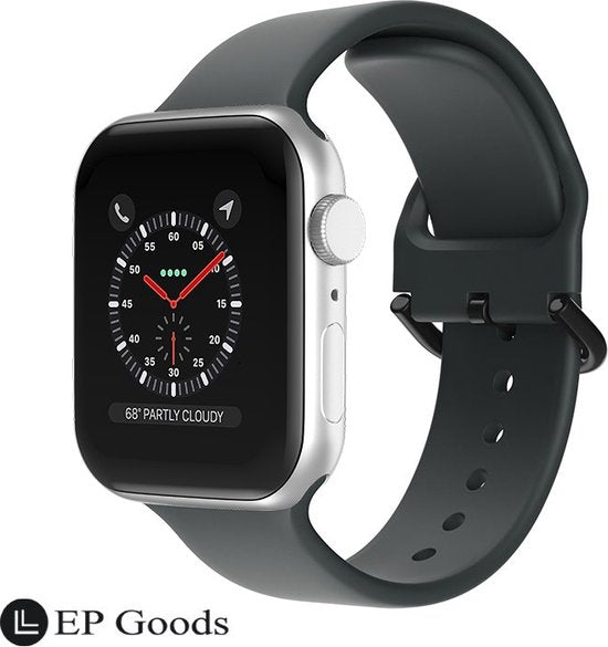EP Goods - Bandje Geschikt voor Apple Watch - 42/44/45/49mm - Siliconen - Met Gesp Sluiting - Donkergrijs