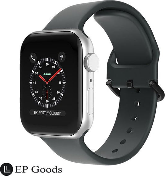 EP Goods - Bandje Geschikt voor Apple Watch - 42/44/45/49mm - Siliconen - Met Gesp Sluiting - Donkergrijs