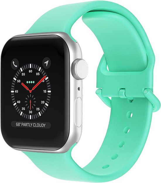 EP Goods - Bandje Geschikt voor Apple Watch - 38/40/41mm - Siliconen - Met Gesp Sluiting - Aquablauw/Turquoise