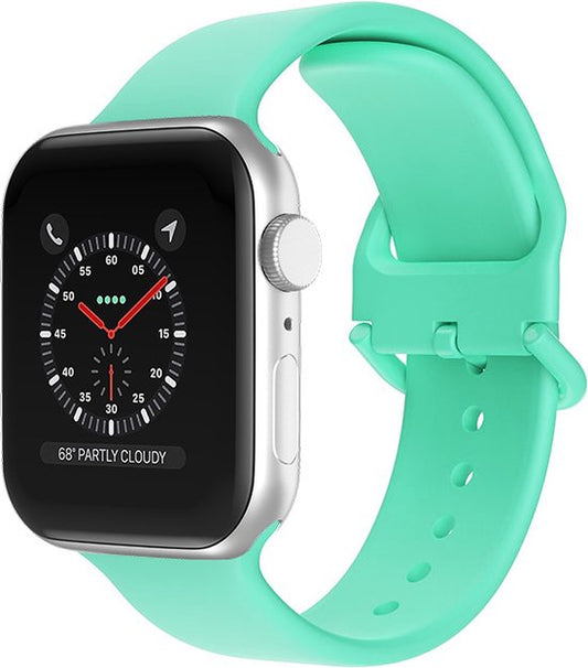 EP Goods - Bandje Geschikt voor Apple Watch - 42/44/45/49mm - Siliconen - Met Gesp Sluiting - Aquablauw/Turquoise