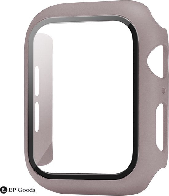EP Goods - Full Cover Tempered Glass Screen Protector Cover/Hoesje Voor Apple Watch Series 4/5/6/SE 44mm - Hard - Protection - Bruin