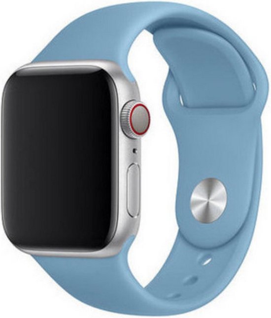 EP Goods - Bandje Geschikt voor Apple Watch - 42/44/45/49mm - Siliconen - Met Drukknop sluiting - Pastelblauw