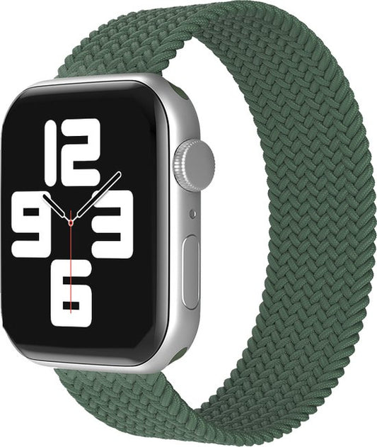 EP Goods - Bandje geschikt voor Apple Watch - 42/44/45/49mm - Nylon - Zonder aansluiting - Donkergroen