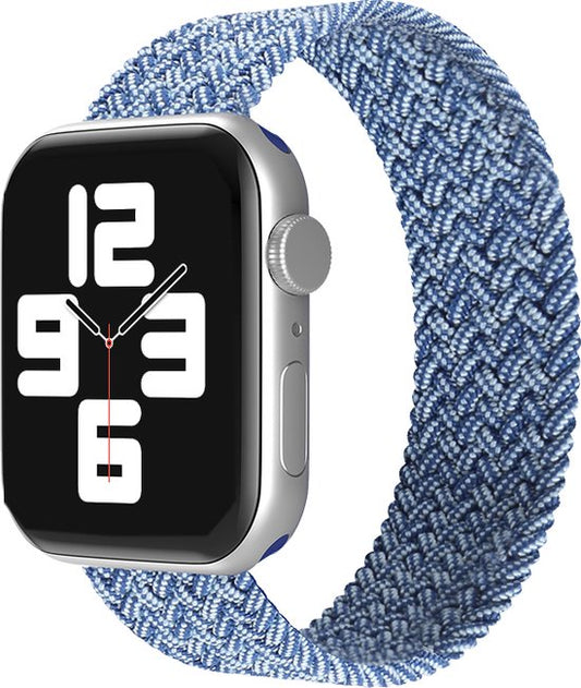 EP Goods - Bandje geschikt voor Apple Watch - 42/44/45/49mm - Nylon - Zonder aansluiting - Metallic Blauw