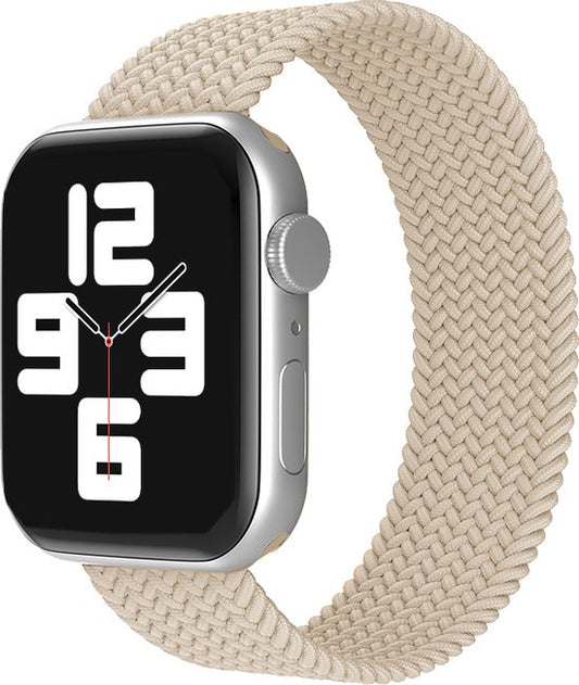 EP Goods - Bandje geschikt voor Apple Watch - 42/44/45/49mm - Nylon - Zonder aansluiting - Beige
