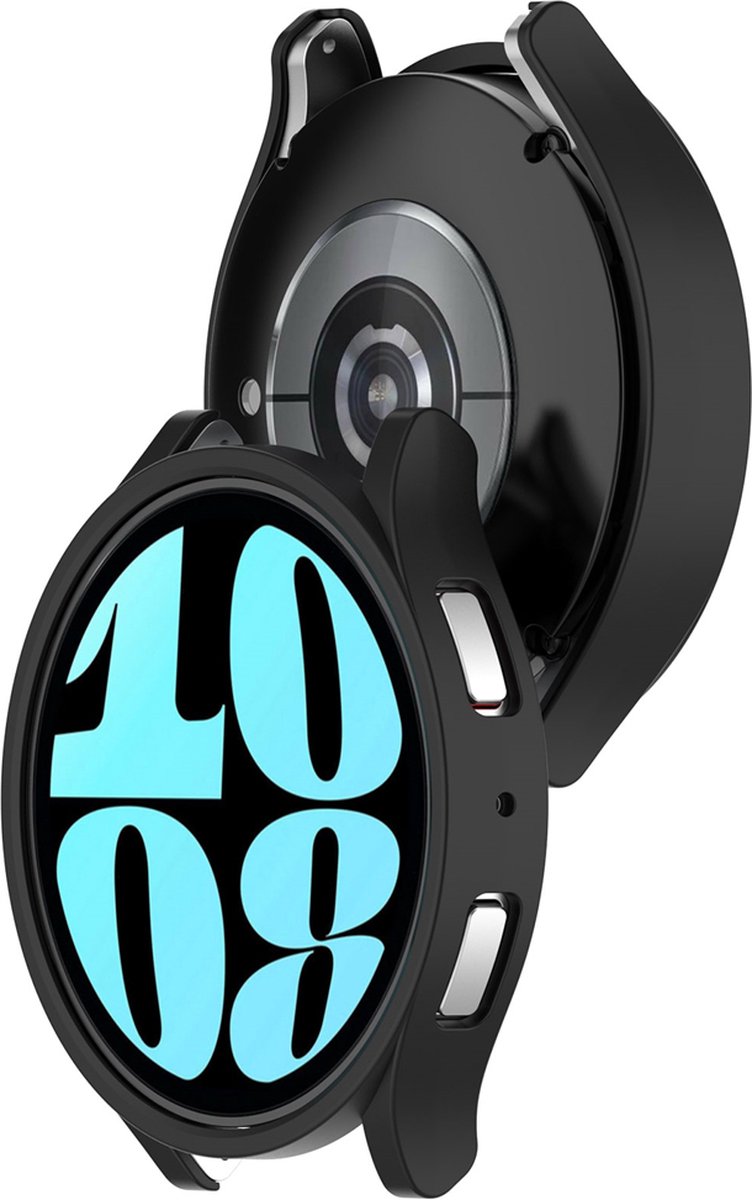 EP Goods - Full Cover Hard Screenprotector - Cover / Hoesje voor Samsung Galaxy Watch6 - 44mm - Zwart